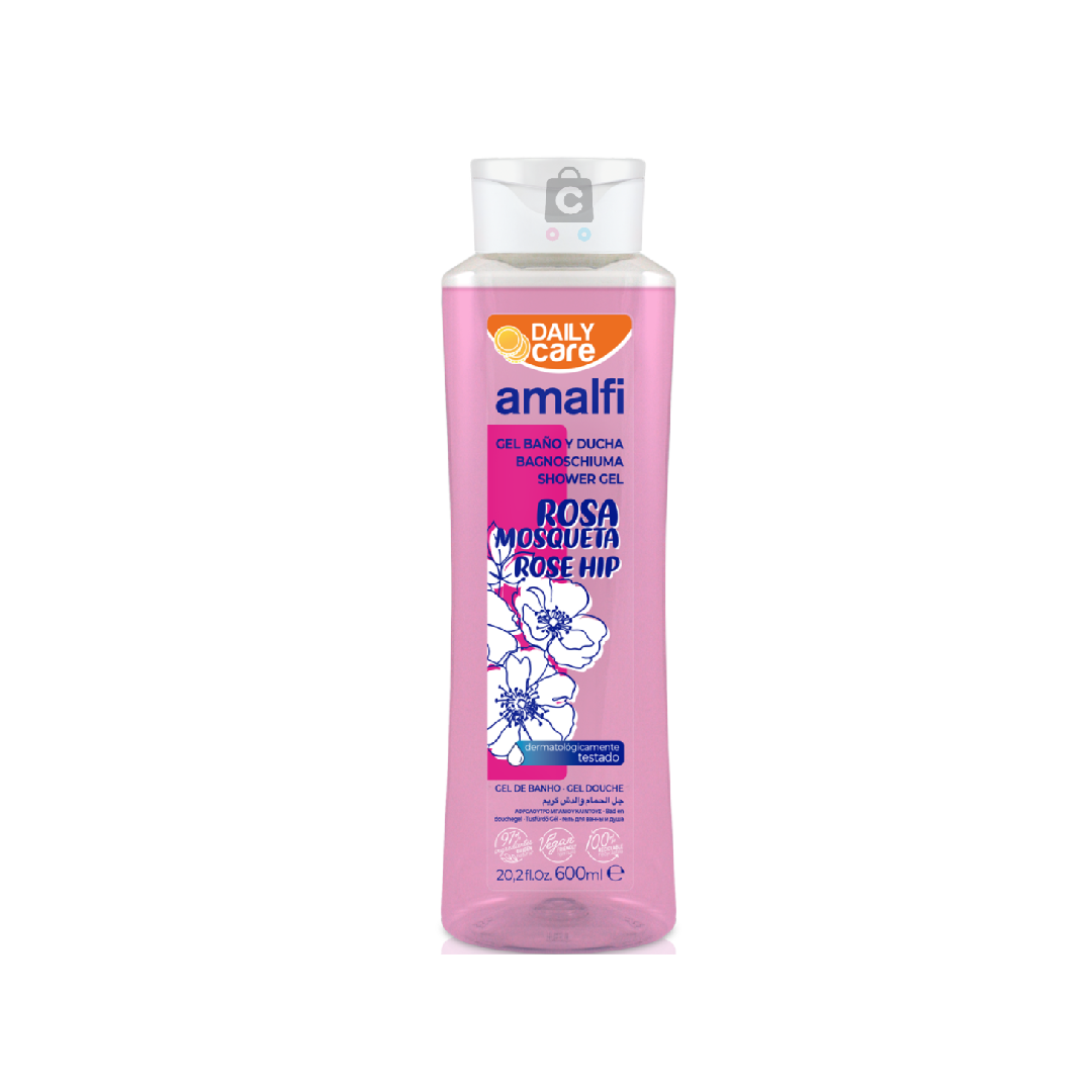 AMALFI DAILY CARE BATH GEL 600ML - ROSA 1X12