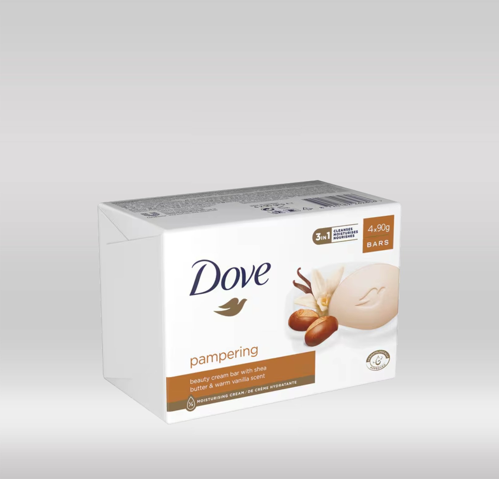 DOVE BAR SOAP 4X90G - SHEA BUTTER/PAMPERING 1X12