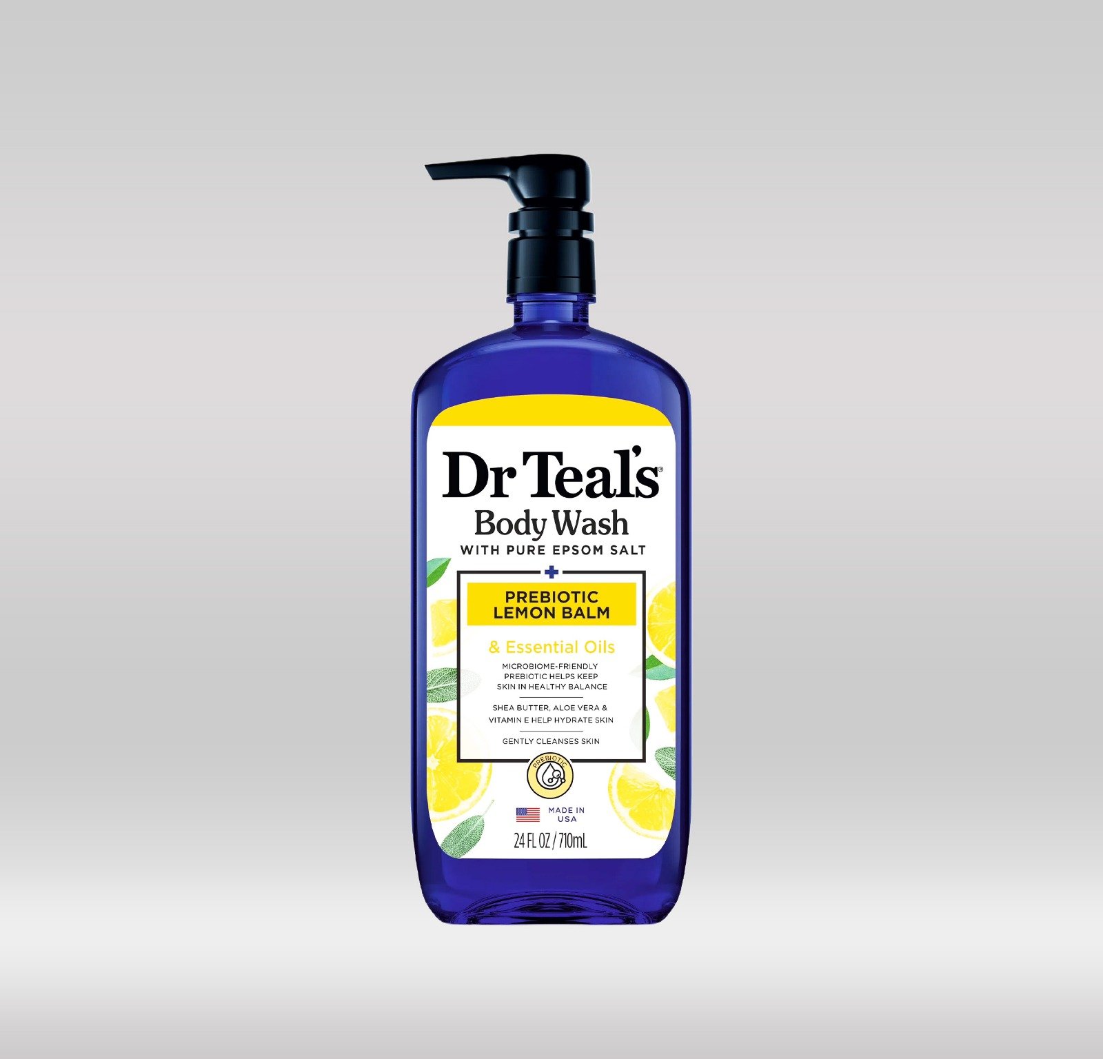 DR. TEAL'S BODY WASH 710ML - PREBIOTIC LEMON BALM & SAGE 1X4