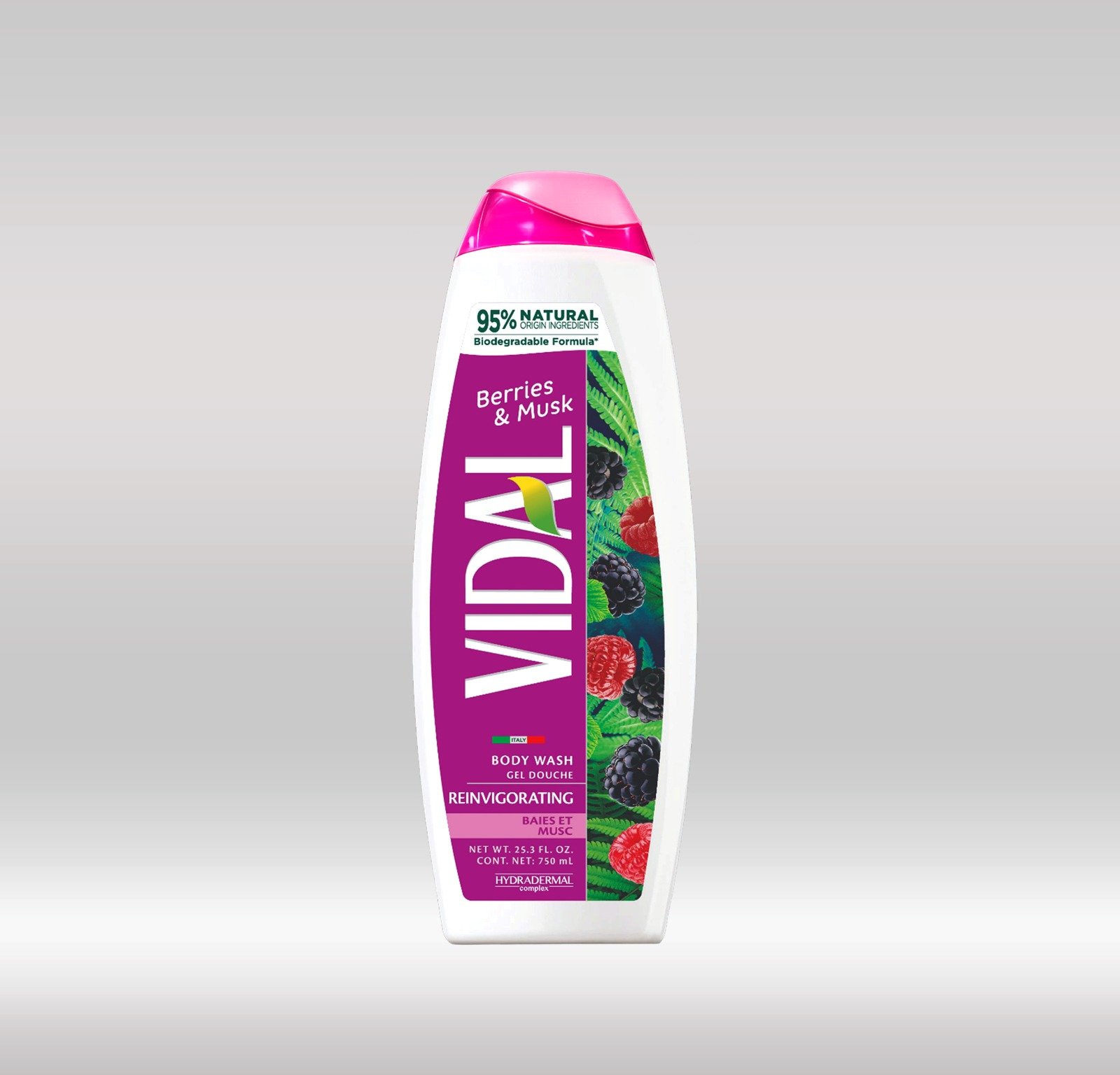 VIDAL SHOWER GEL 750ML - BERRIES & MUSK 1X12